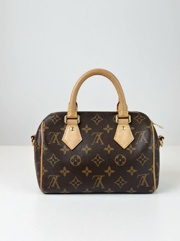 LOUIS VUITTON SPEEDY 20 MONOGRAM TOP HANDLE BAG WITH STRAP