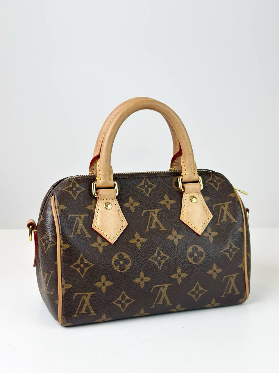 LOUIS VUITTON SPEEDY 20 MONOGRAM TOP HANDLE BAG WITH STRAP