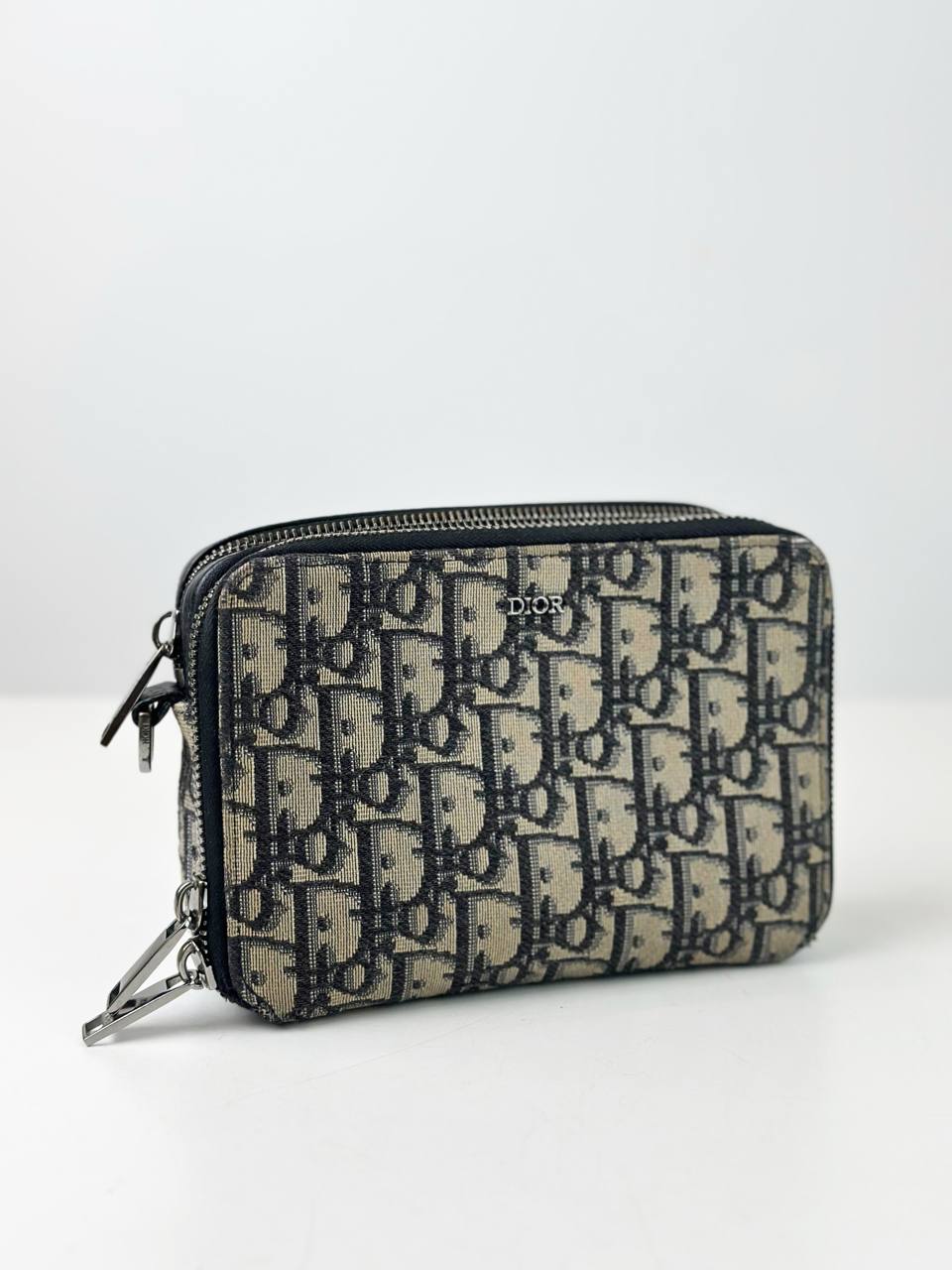 DIOR DOUBLE ZIP OBLIQUE JACQUARD CROSSBODY BAG