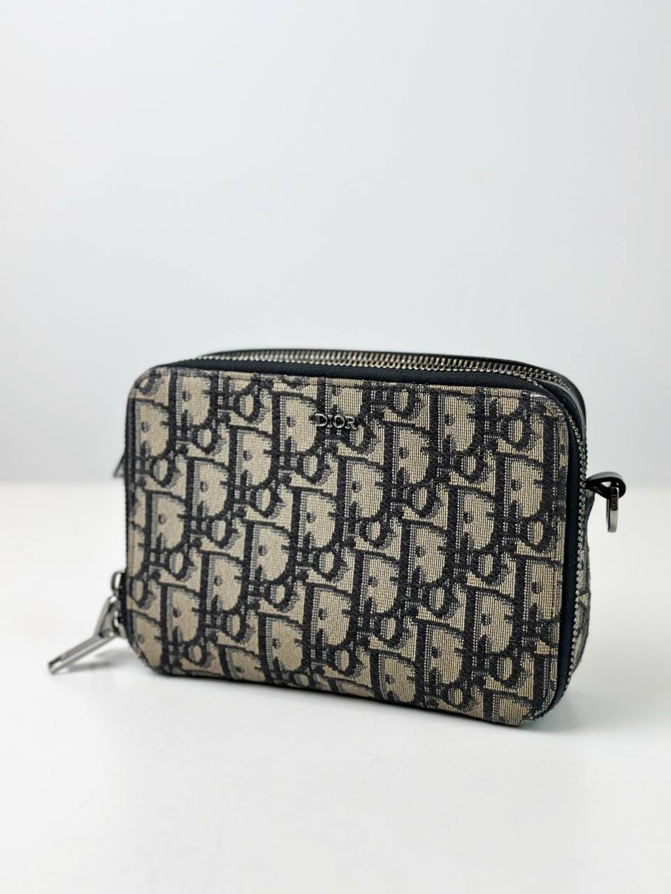 DIOR DOUBLE ZIP OBLIQUE JACQUARD CROSSBODY BAG