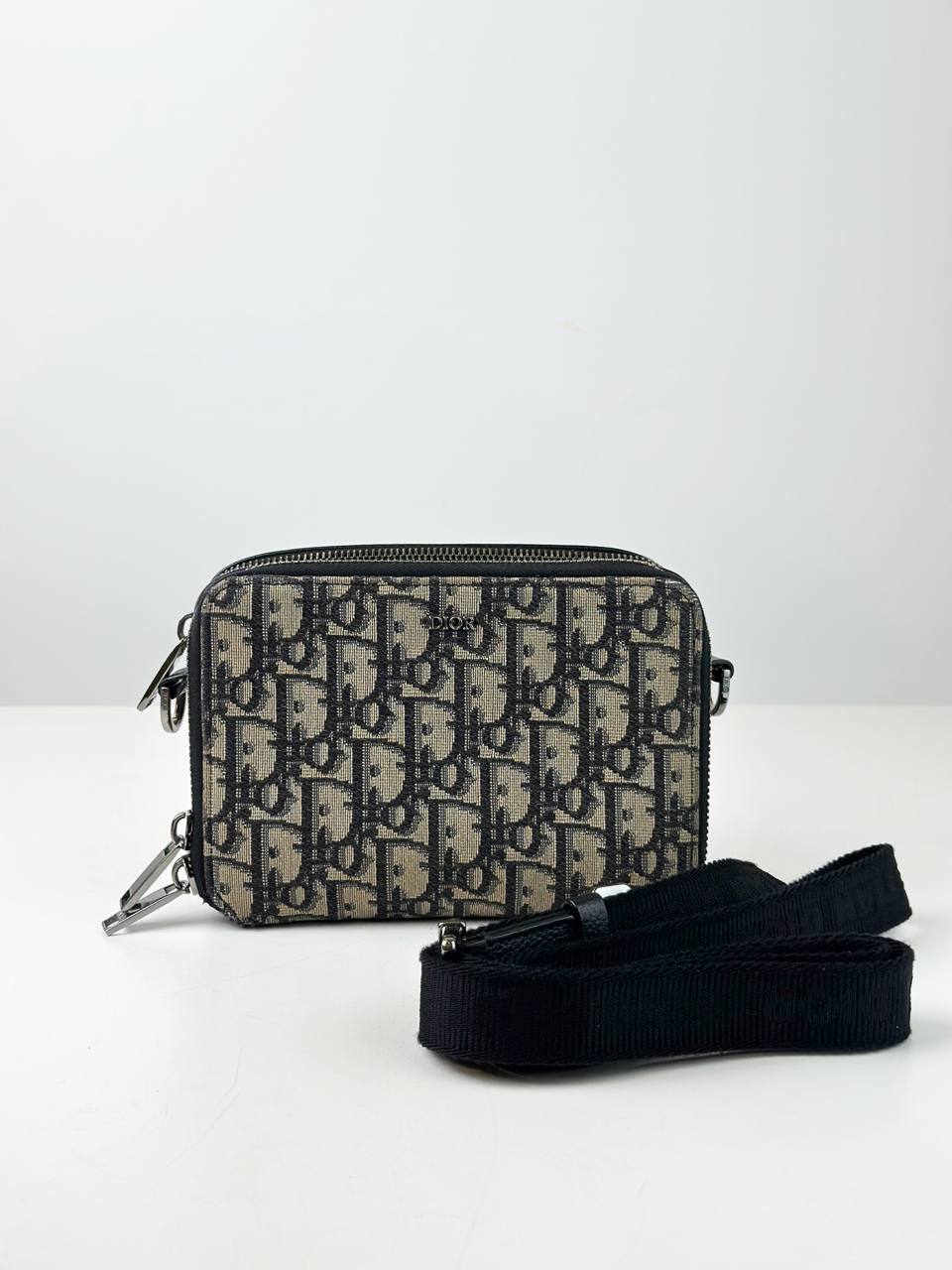 DIOR DOUBLE ZIP OBLIQUE JACQUARD CROSSBODY BAG