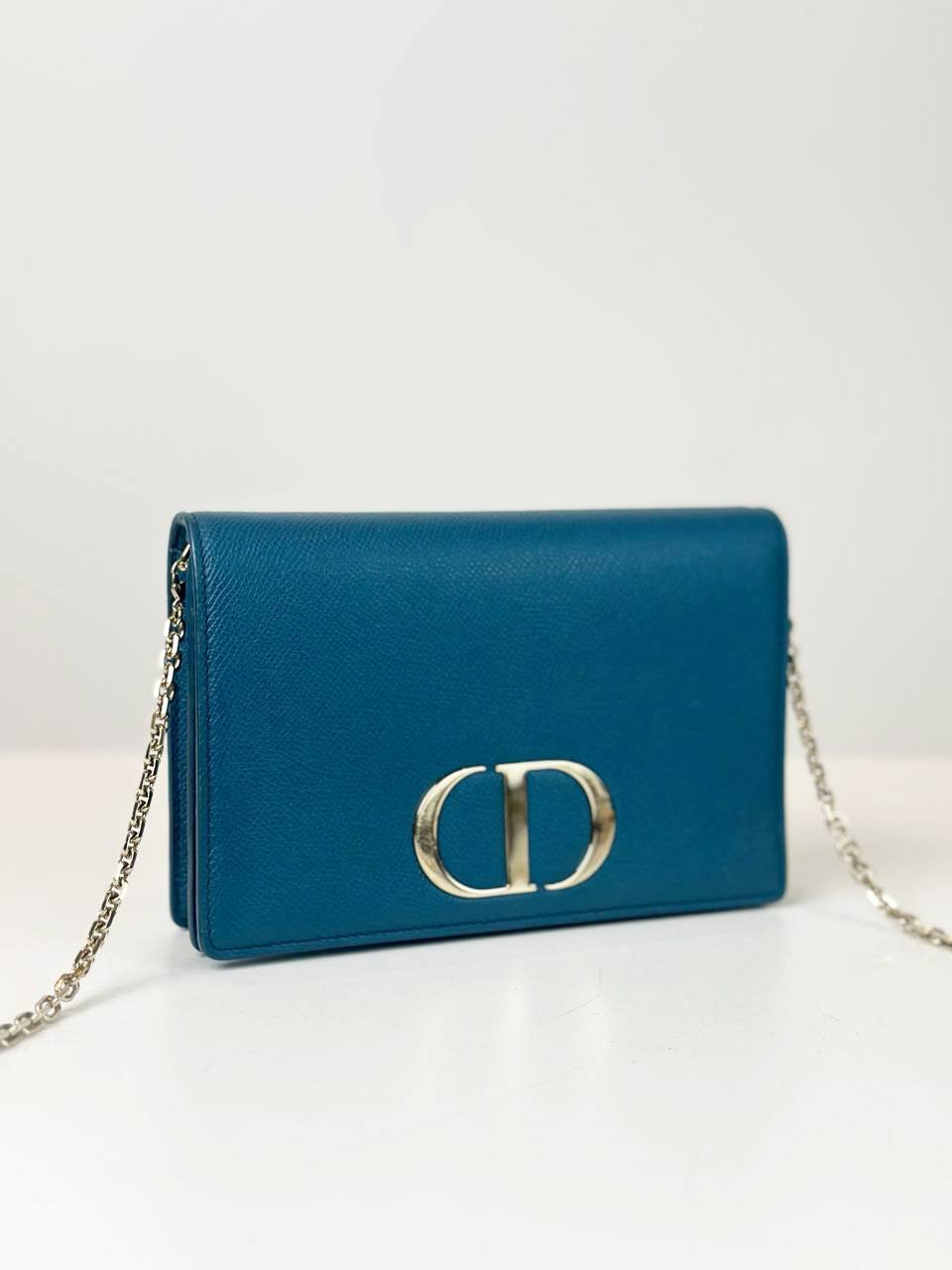 DIOR MONTAIGNE BLUE WALLET ON CHAIN 2 WAY SHOULDER / BELT BAG