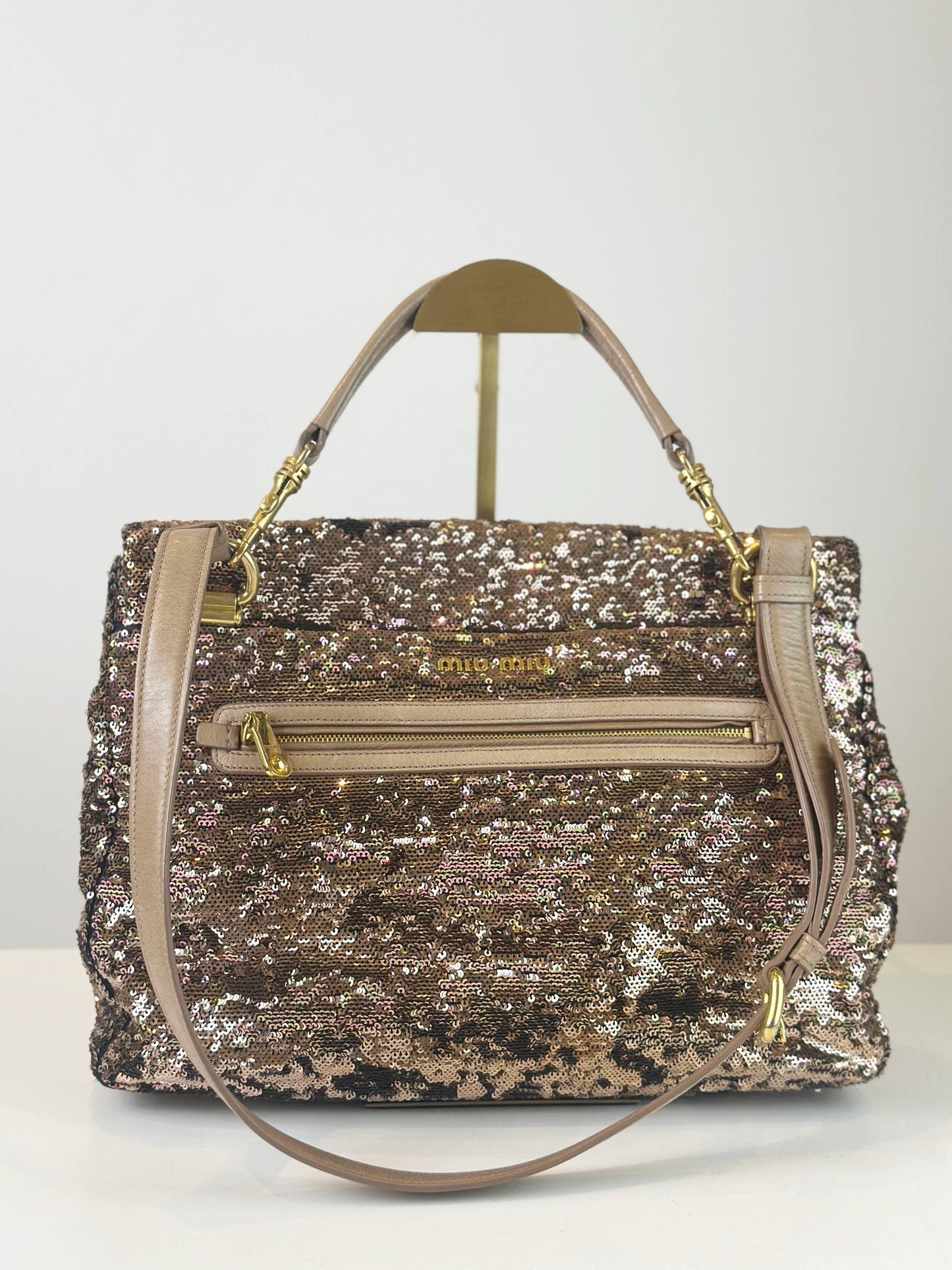 MIU MIU SEQUIN SHOULDER BAG WITH STRAP