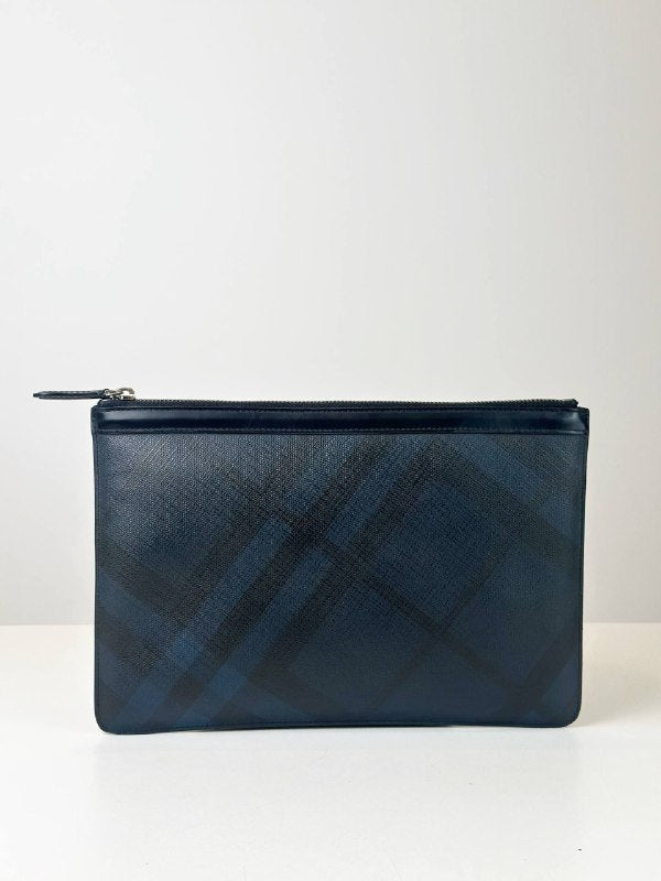 BURBERRY LONDON CHECK NAVY BLUE CLUTCH