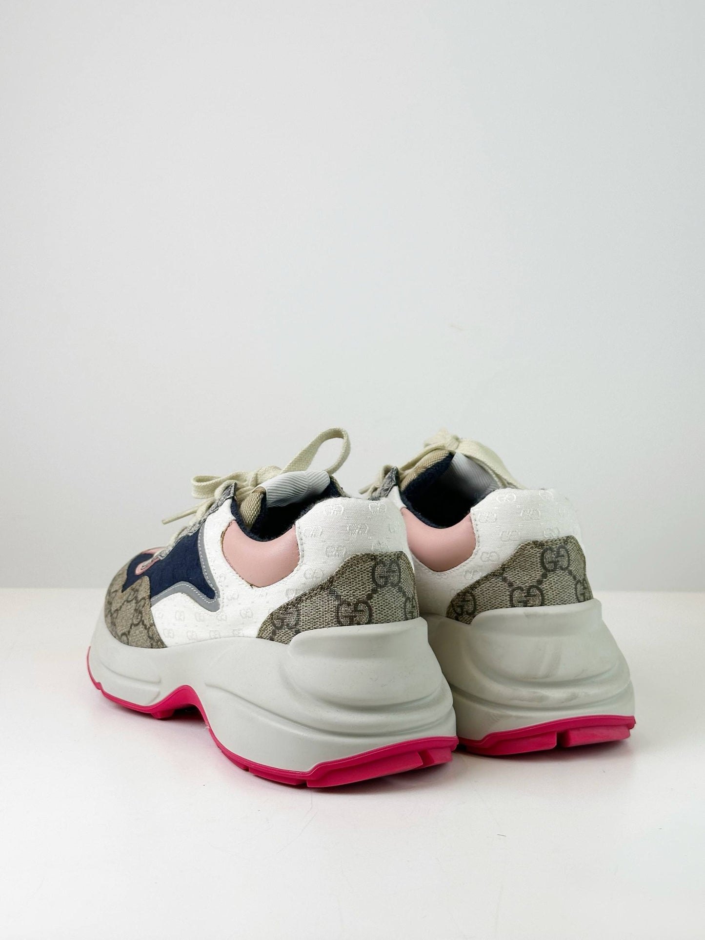 GUCCI GG SUPREME BLUE WHITE PINK RHYTON SNEAKERS