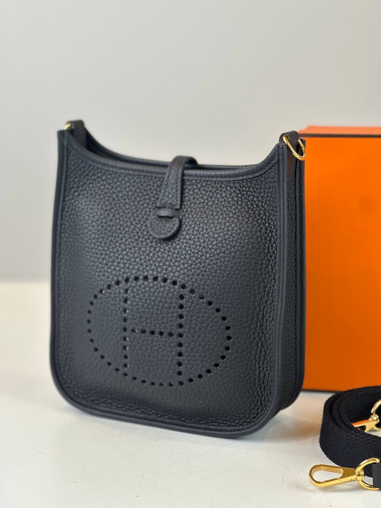 HERMES EVELYNE TPM NAVY BLUE CROSSBODY BAG GHW