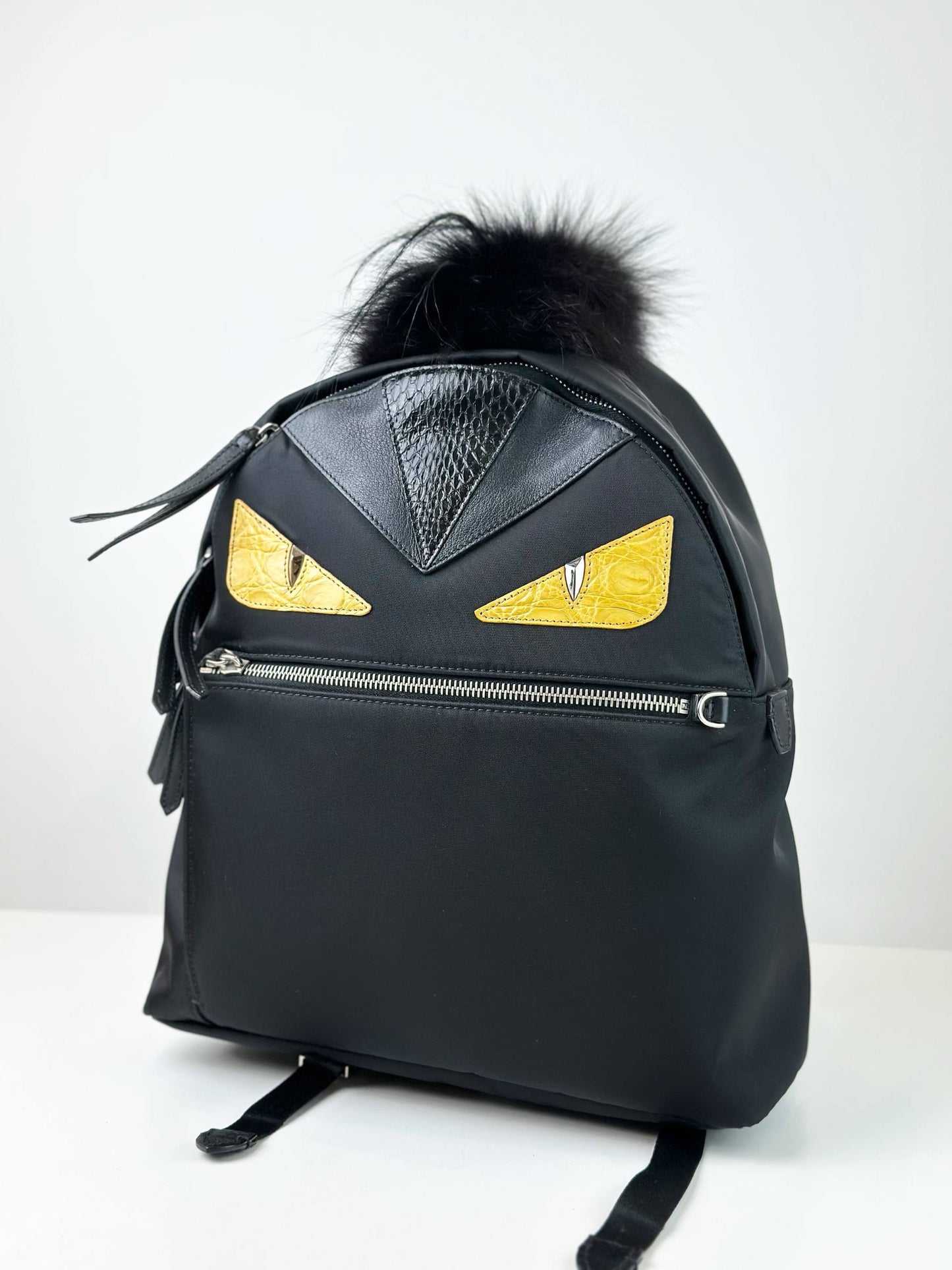 FENDI BLACK NYLON MEDIUM MONSTER EYES BACKPACK