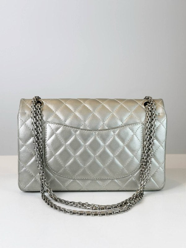 Chanel Silver 2.55 Bag Medium Size