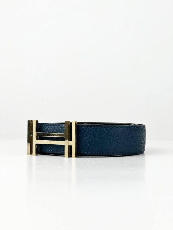 HERMES H BUCKLE NAVY BLUE BELT GHW