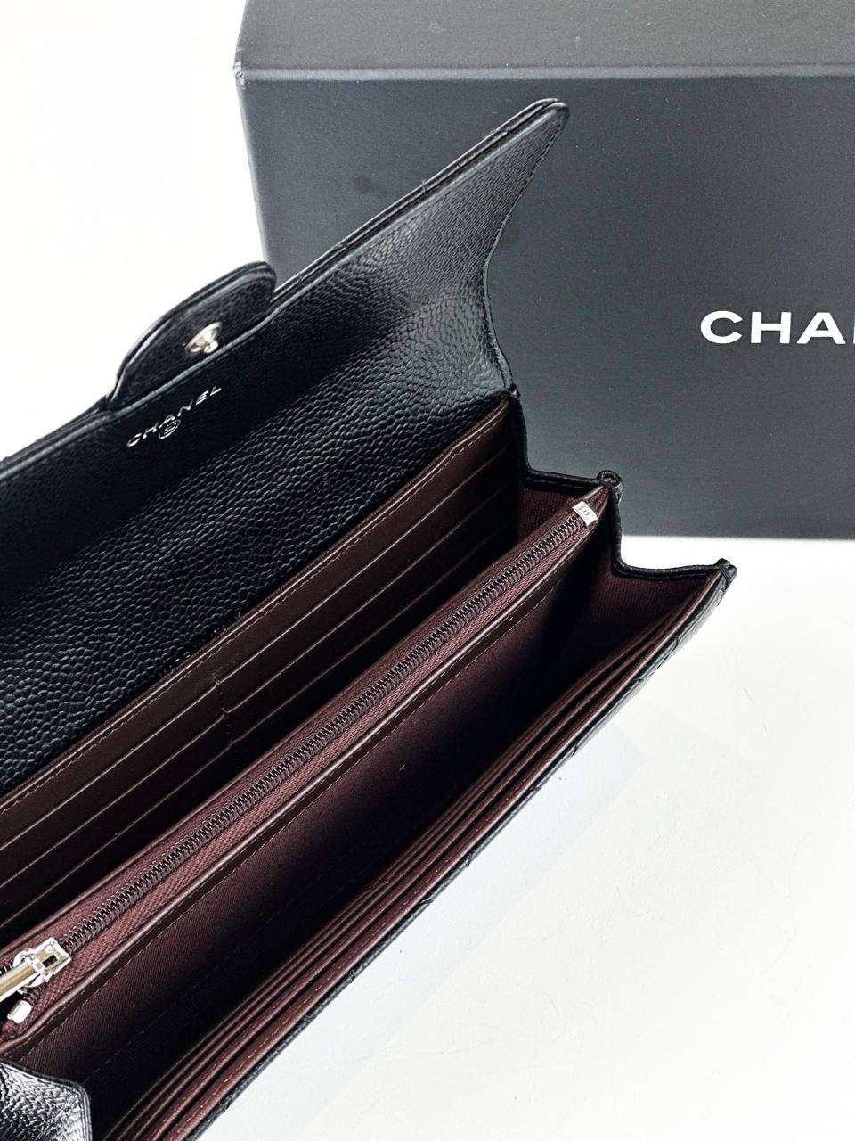 CHANEL CLASSIC FLAP BLACK CAVIAR LONG WALLET SHW