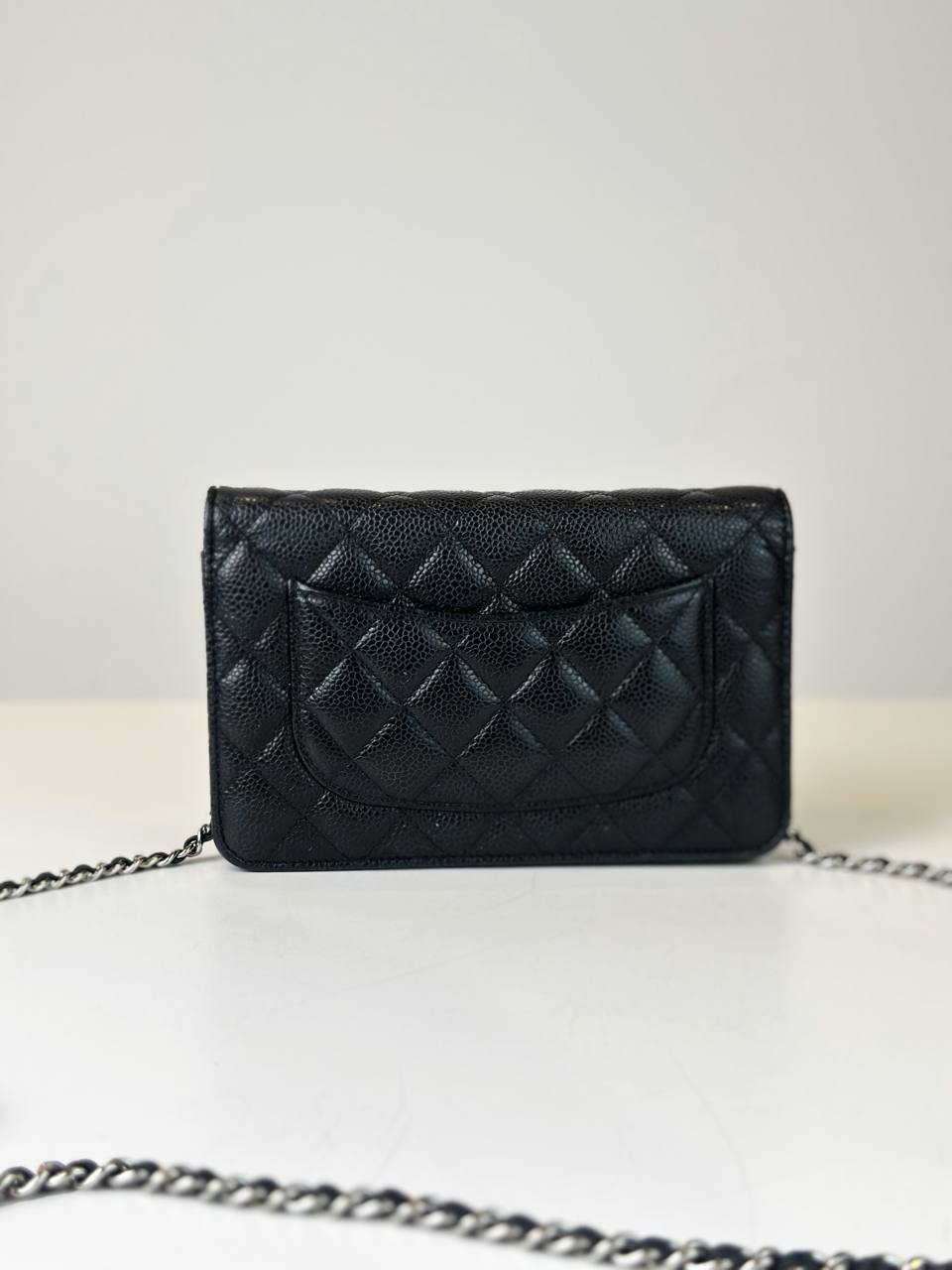 CHANEL CLASSIC CAVIAR BLACK WALLET ON CHAIN SHW