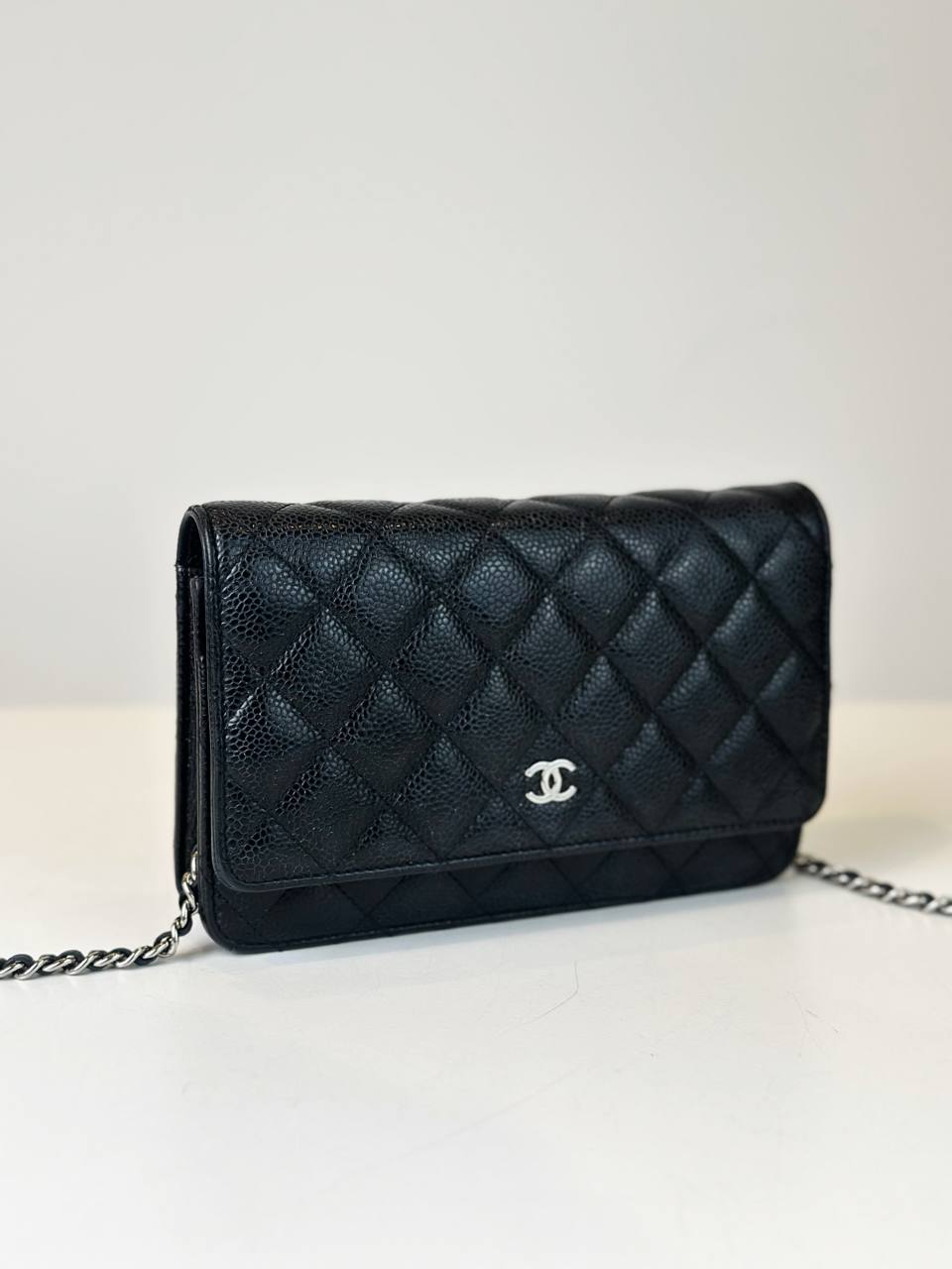 CHANEL CLASSIC CAVIAR BLACK WALLET ON CHAIN SHW