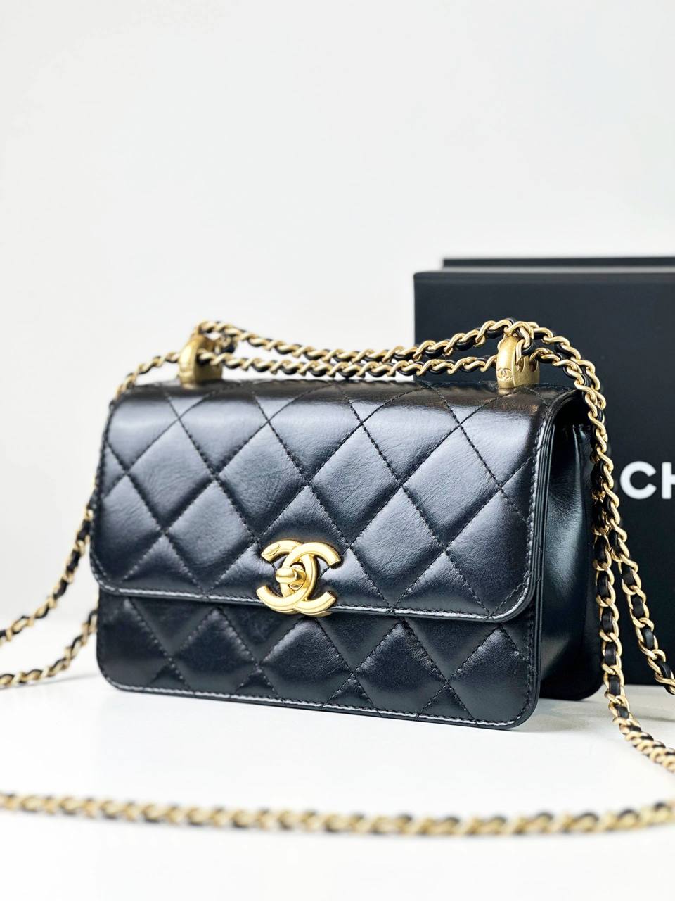 CHANEL 24C MINI FLAP BLACK CROSSBODY BAG