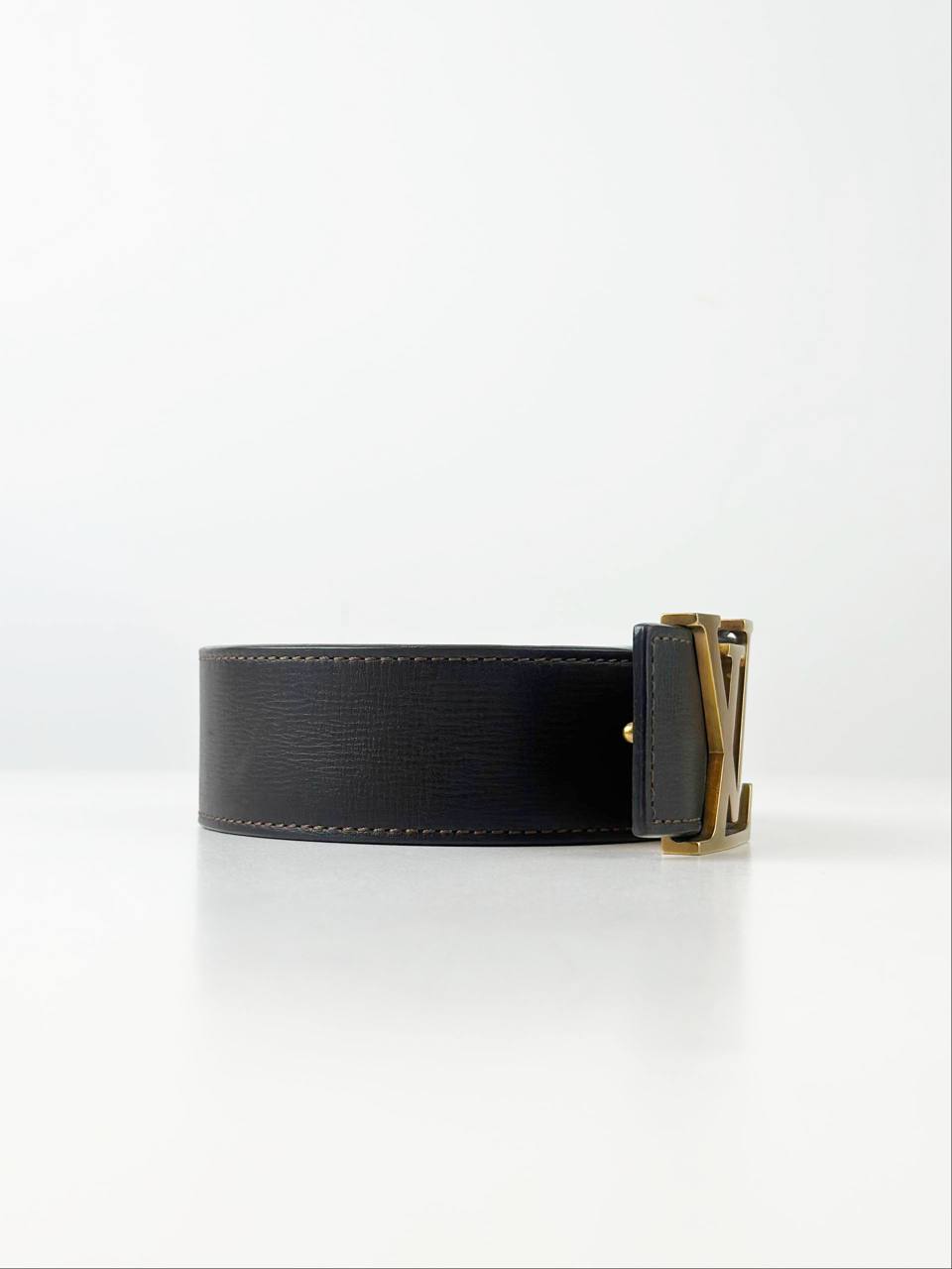 LOUIS VUITTON BROWN LEATHER BELT GOLD BUCKLE