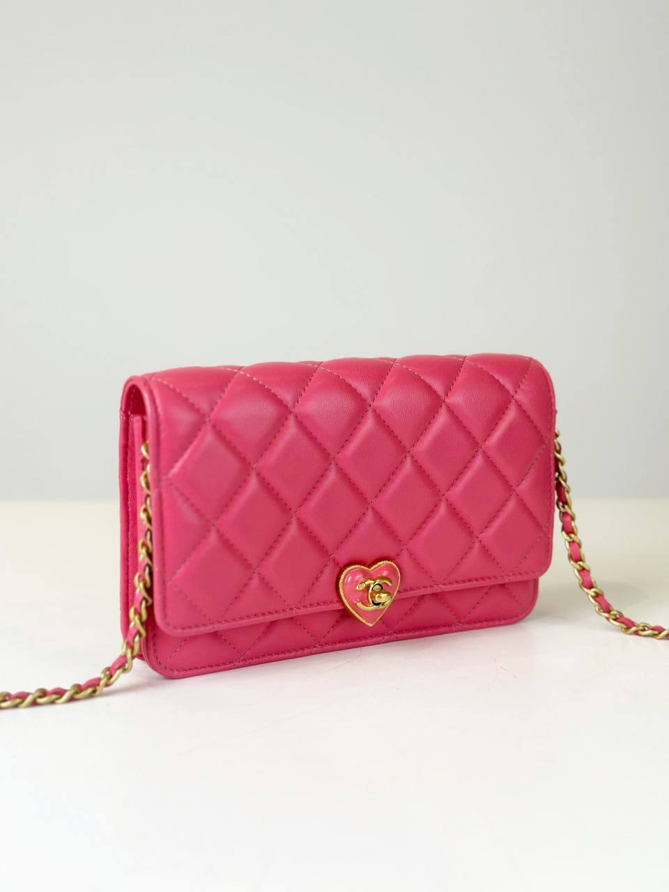 CHANEL PLEXIGLASS QUILTED COCO LOVE WALLET ON CHAIN