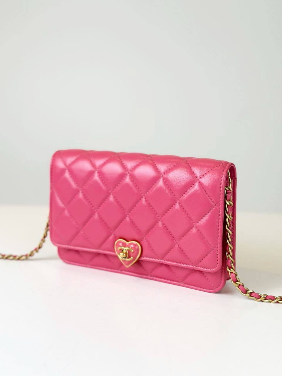 CHANEL PLEXIGLASS QUILTED COCO LOVE WALLET ON CHAIN