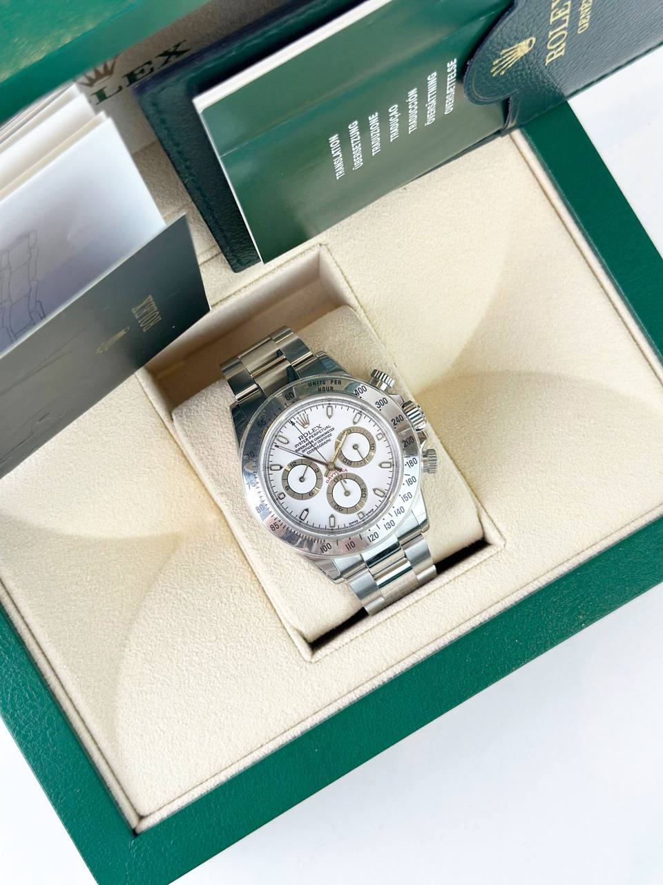 ROLEX DAYTONA COSMOGRAPH WHITE DIAL STAINLESS STEEL AUTOMATIC WATCH