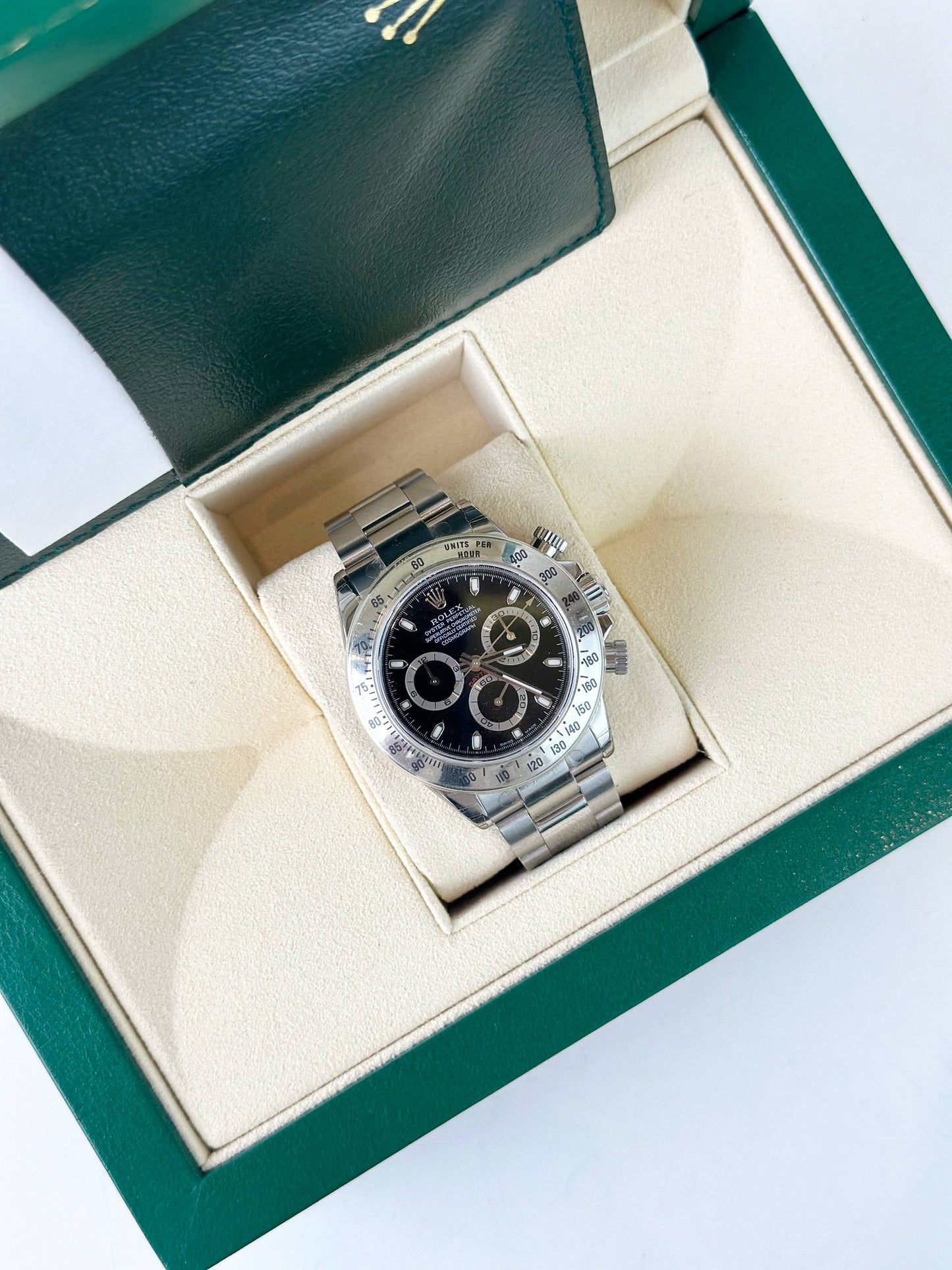 ROLEX DAYTONA COSMOGRAPH BLACK DIAL STAINLESS STEEL AUTOMATIC WATCH