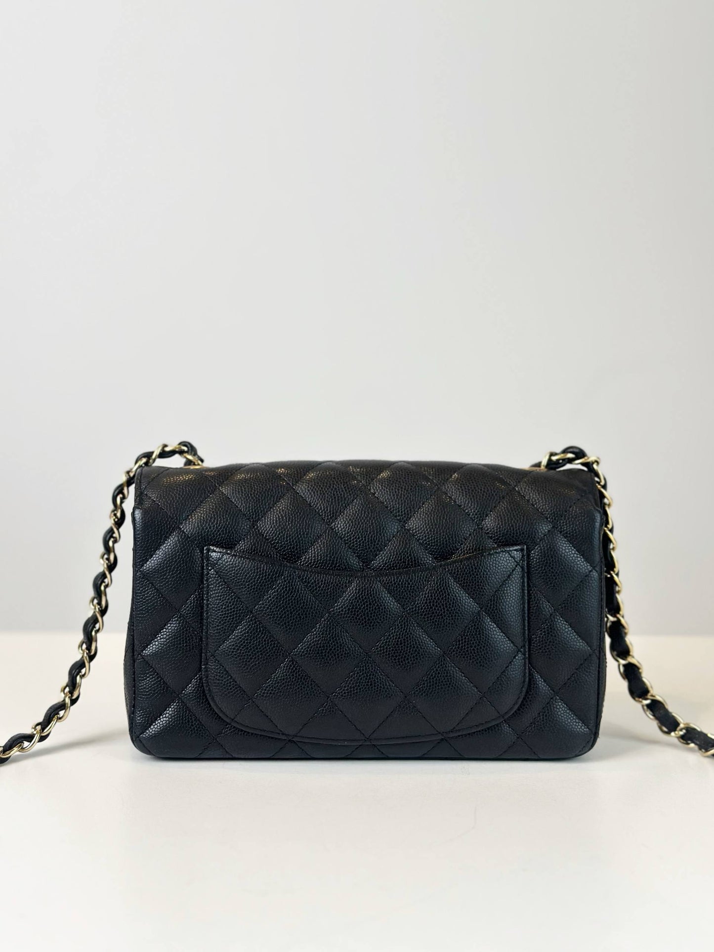 CHANEL MINI RECTANGULAR BLACK CAVIAR FLAP SHOULDER BAG GHW