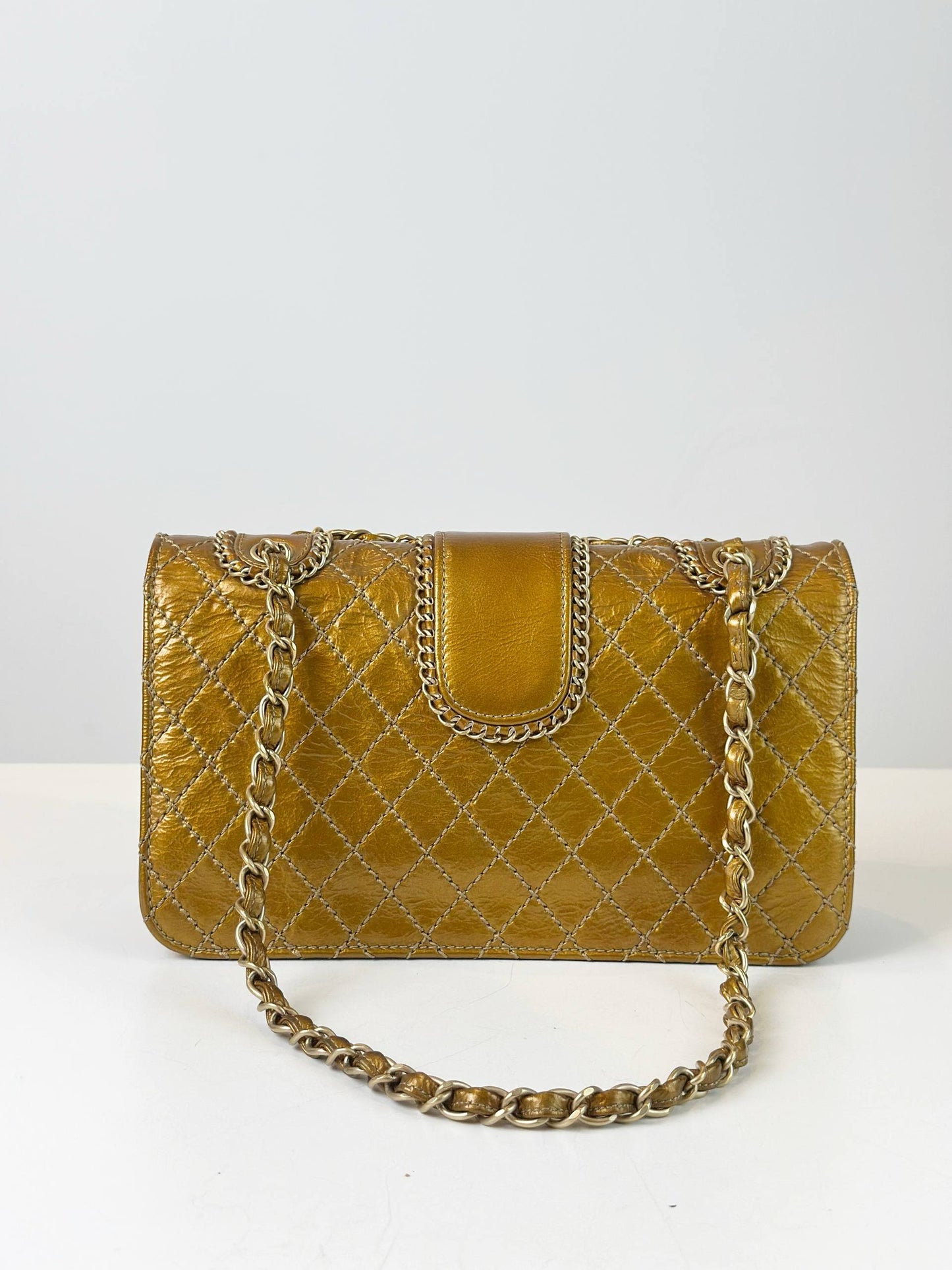 CHANEL MADISON MEDIUM FLAP GOLD SHOULDER BAG