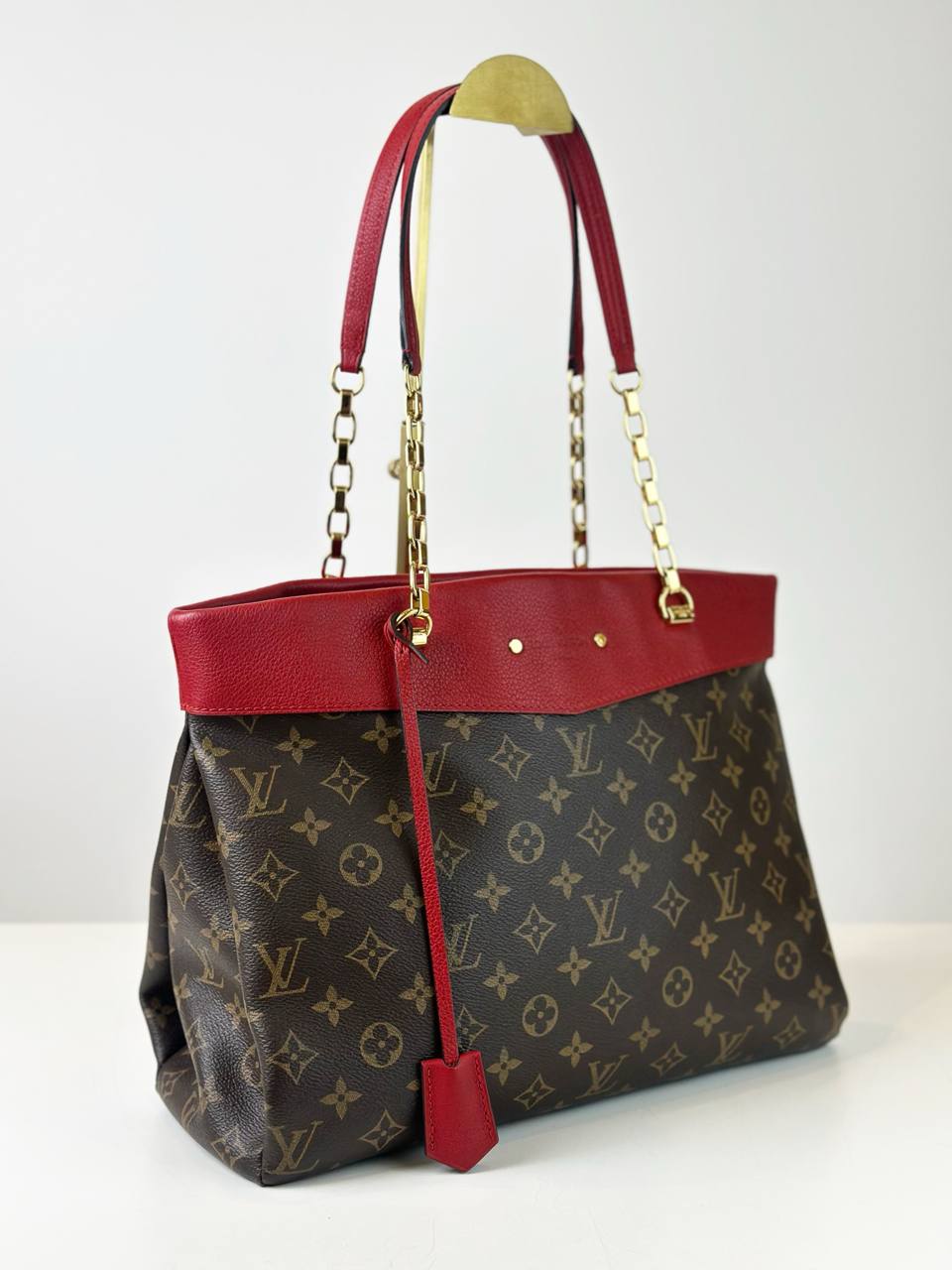 LOUIS VUITTON MONOGRAM PALLAS SHOPPER RED LEATHER