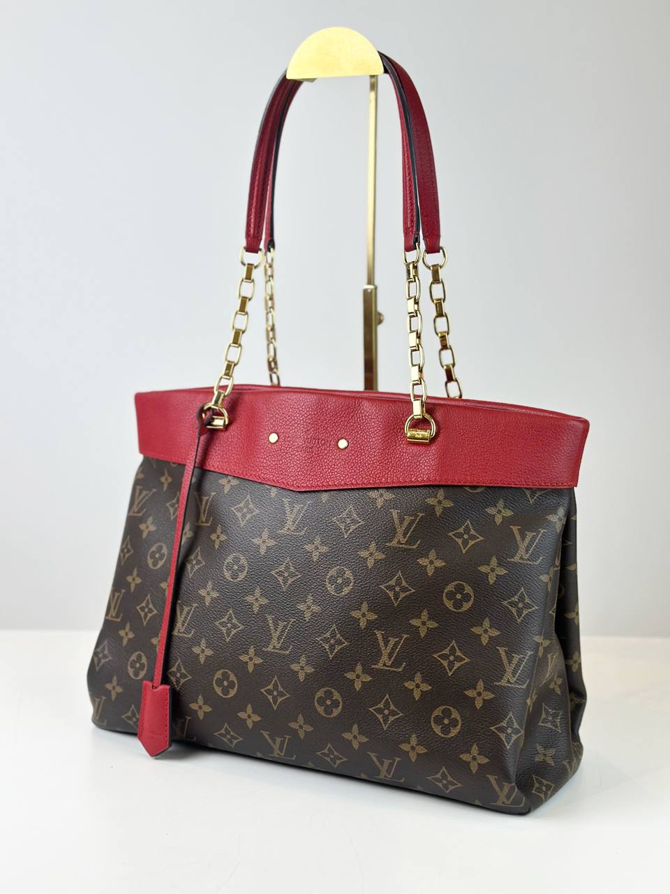 LOUIS VUITTON MONOGRAM PALLAS SHOPPER RED LEATHER