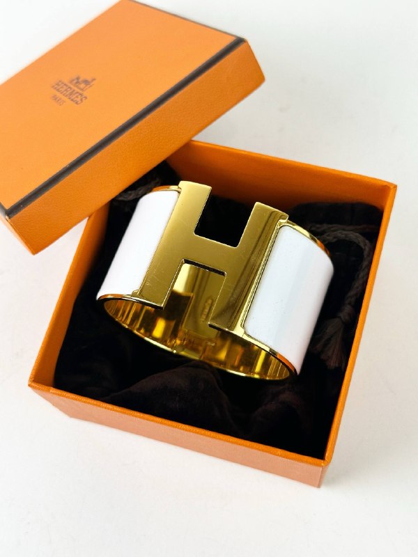 HERMES CLIC CLAC H WHITE BRACELET GHW