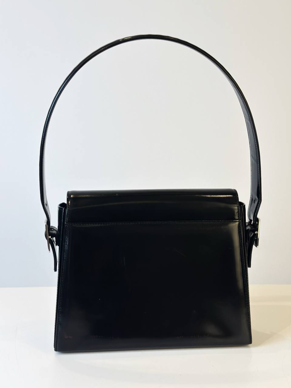 YSL BLACK PATENT LEATHER SHOULDER BAG