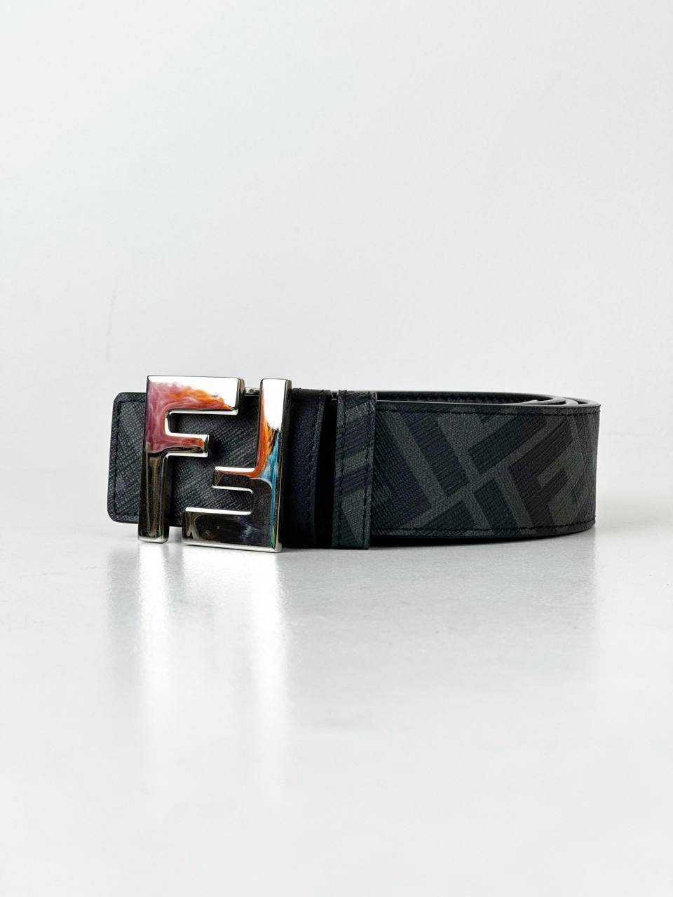FENDI ZUCCA FF BLACK REVERSIBLE BELT