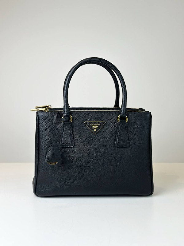 PRADA GALLERIA SAFFIANO LEATHER MEDIUM BLACK TOP HANDLE BAG