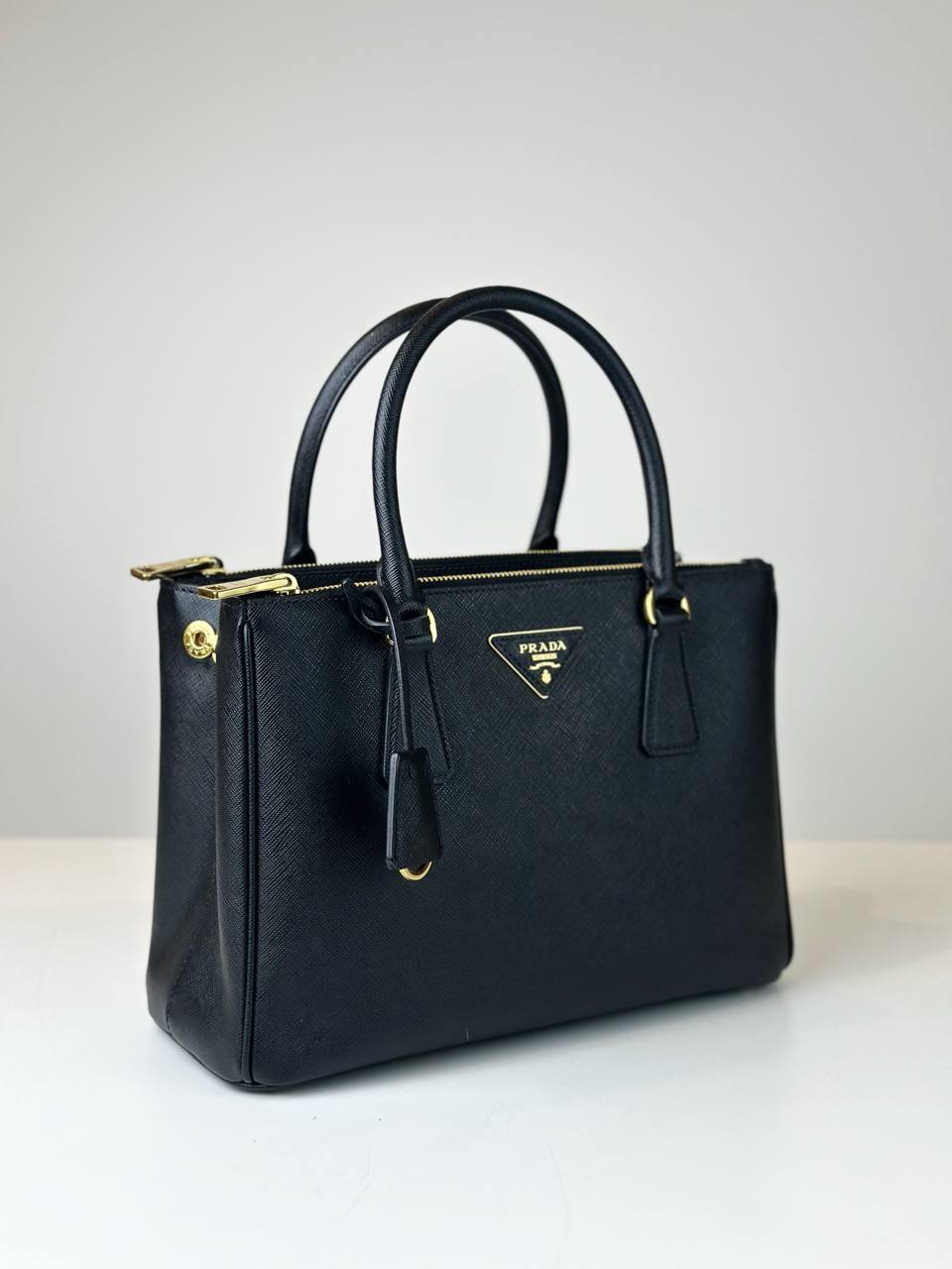 PRADA GALLERIA SAFFIANO LEATHER MEDIUM BLACK TOP HANDLE BAG