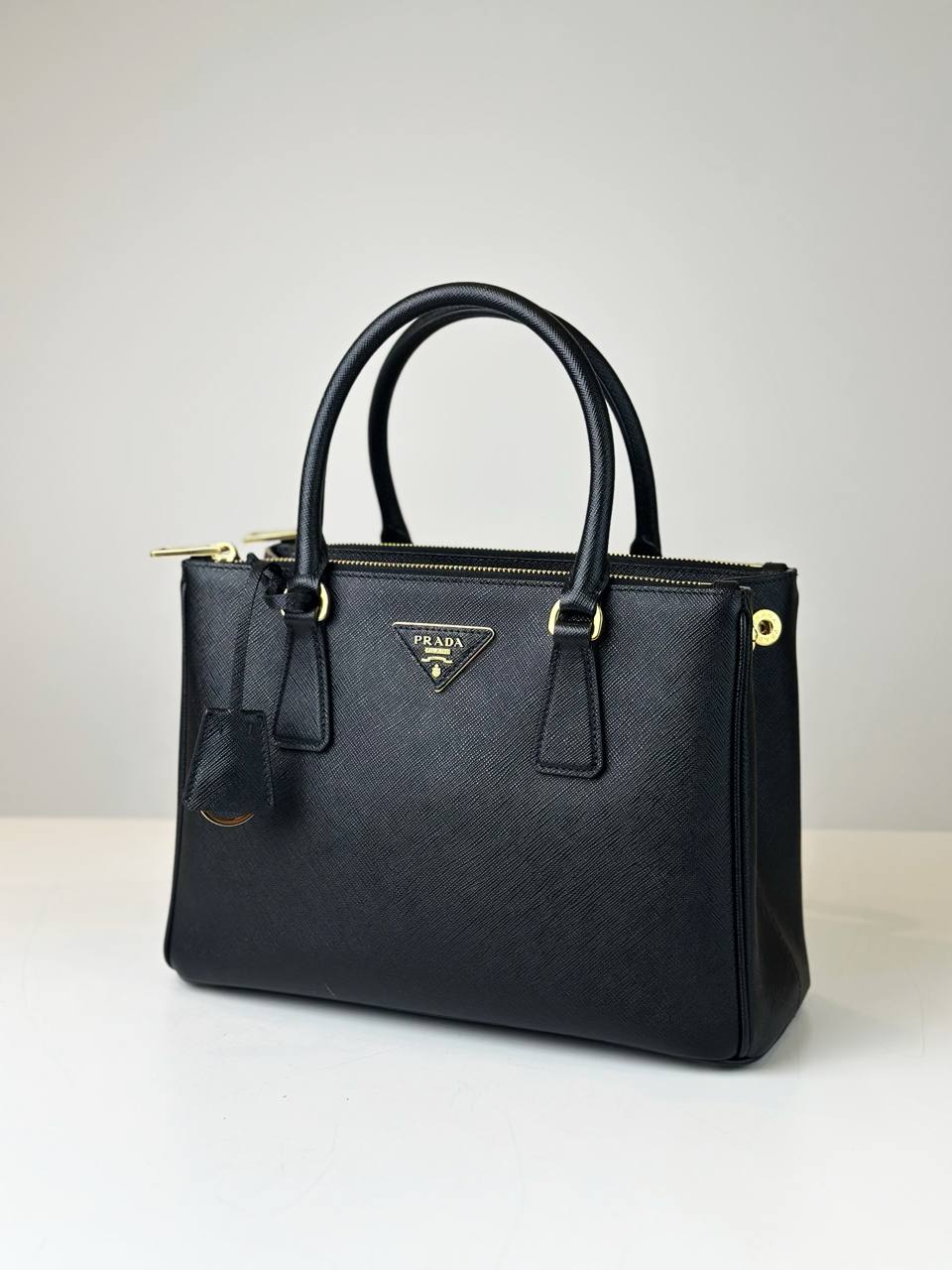 PRADA GALLERIA SAFFIANO LEATHER MEDIUM BLACK TOP HANDLE BAG