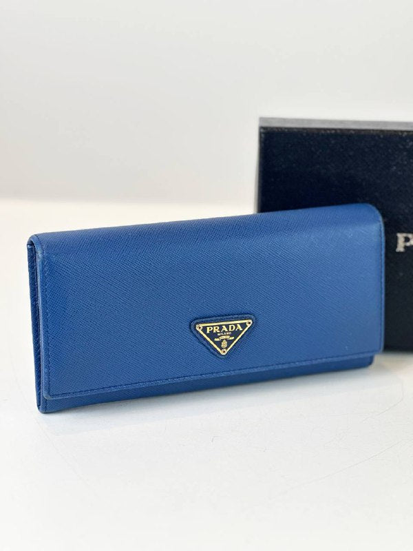 PRADA SAFFIANO LEATHER MOVE FLAP LONG WALLET
