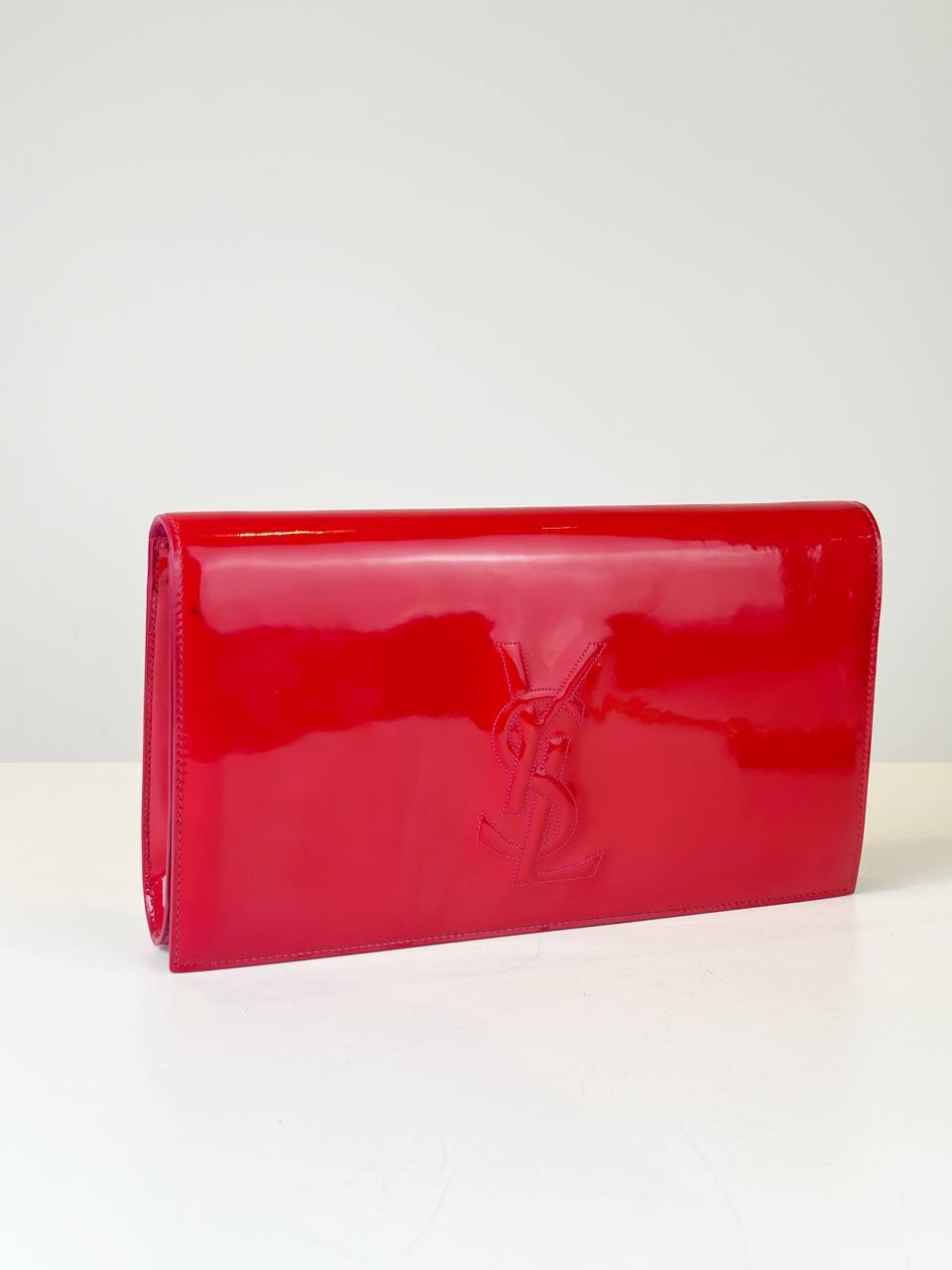 YSL RED PATENT LEATHER CLUTCH