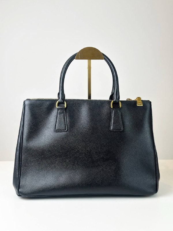 PRADA GALLERIA SAFFIANO LEATHER LARGE BLACK TOP HANDLE BAG