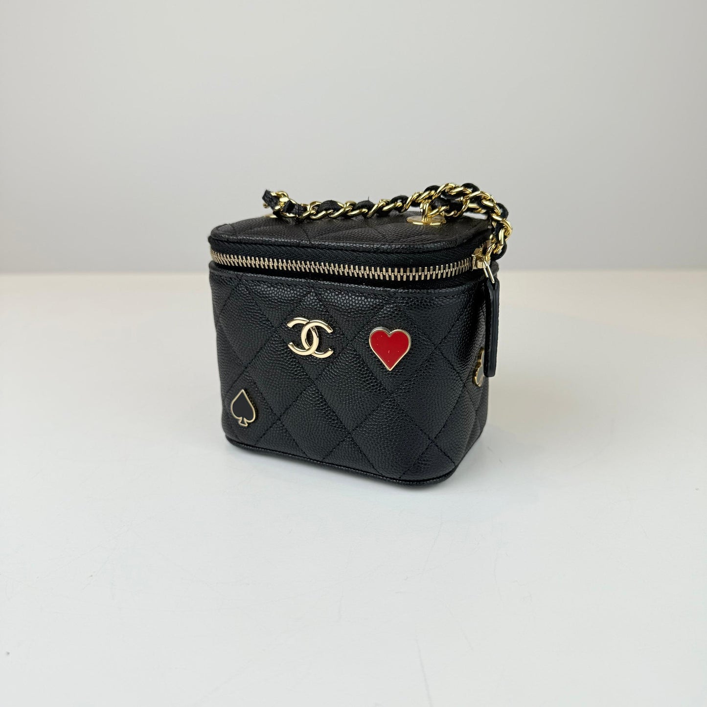 Chanel Coco Casino Vanity Case with Chain Caviar Leather Mini