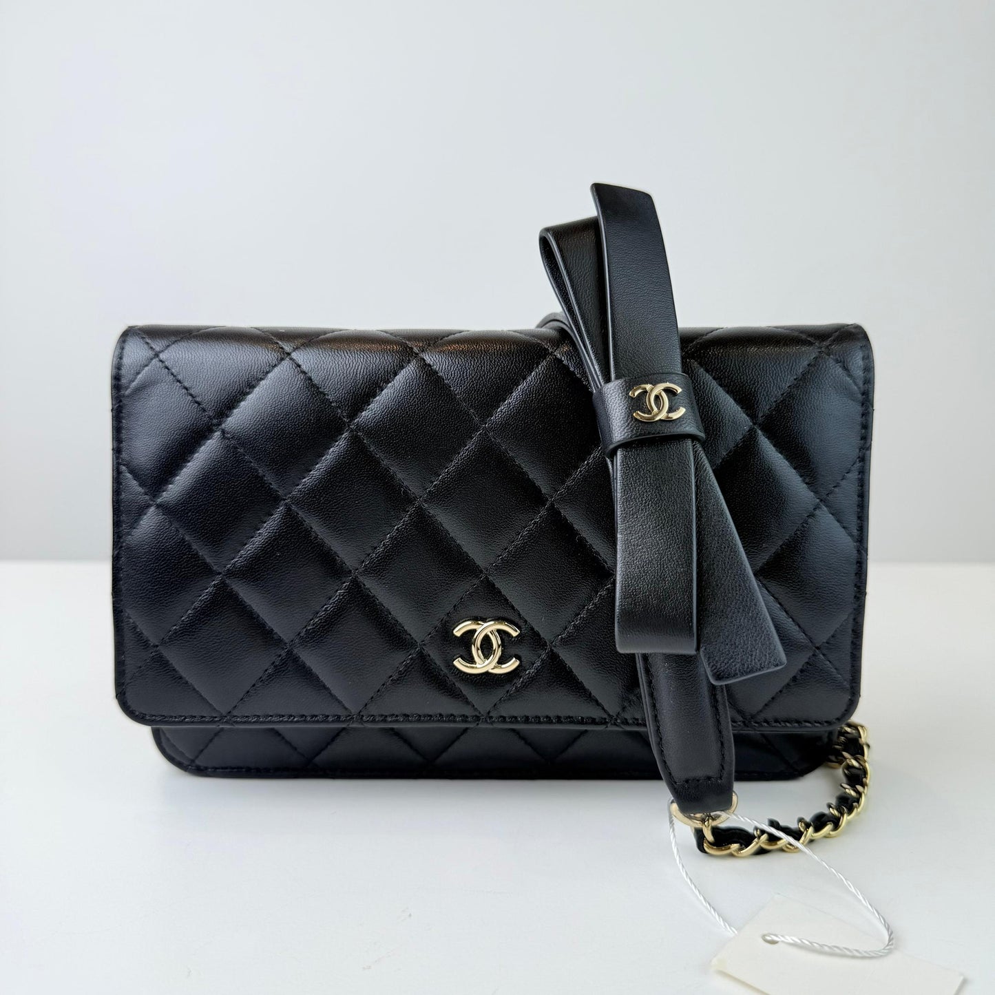 Chanel Quilted Lambskin Coco Bow Wallet on Chain