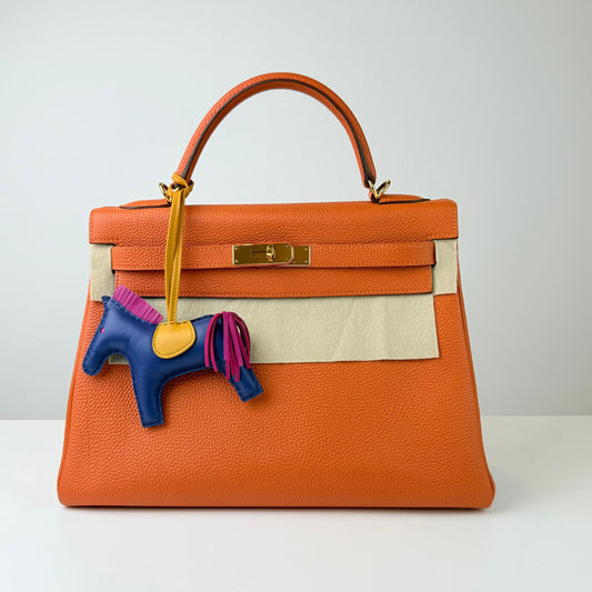 Hermes Kelly 32 Togo Orange Gold Hardware
