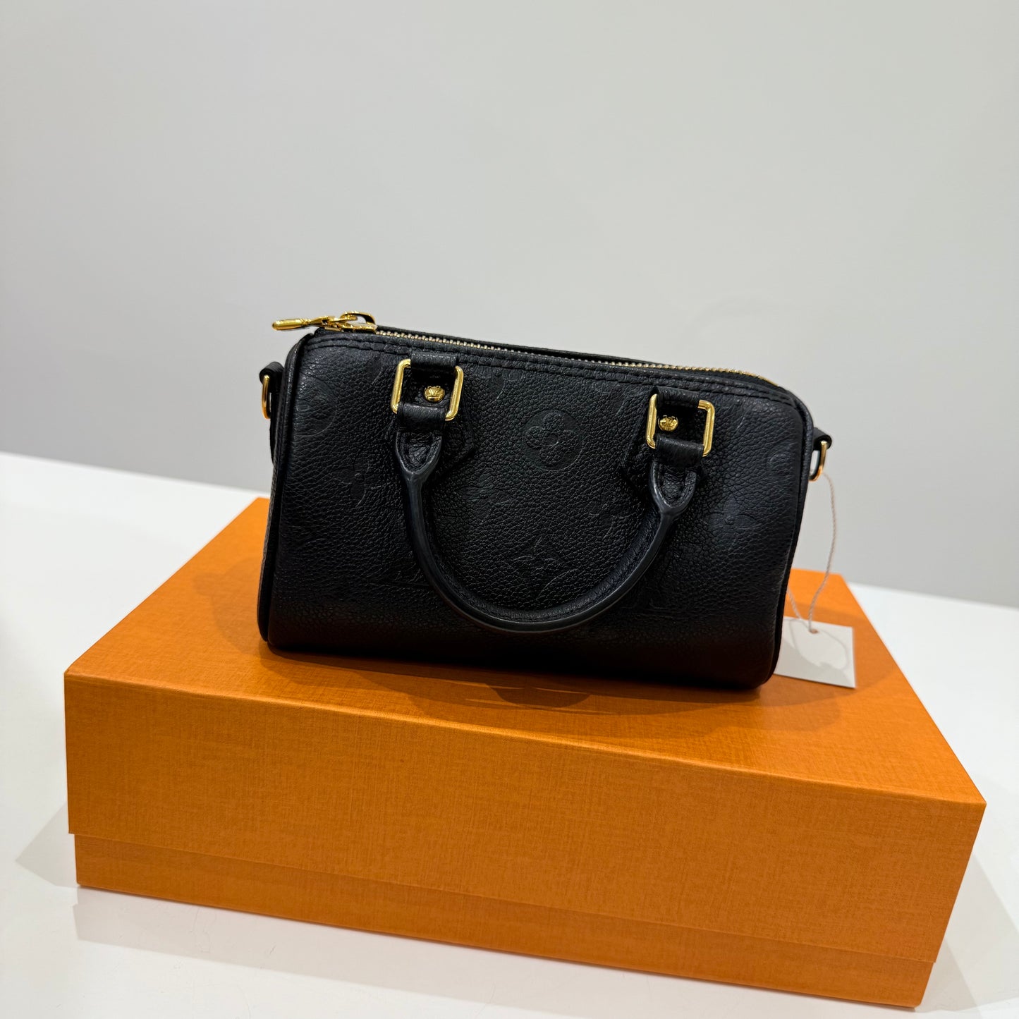 LV Black Leather Monogram Speedy Nano Full Set