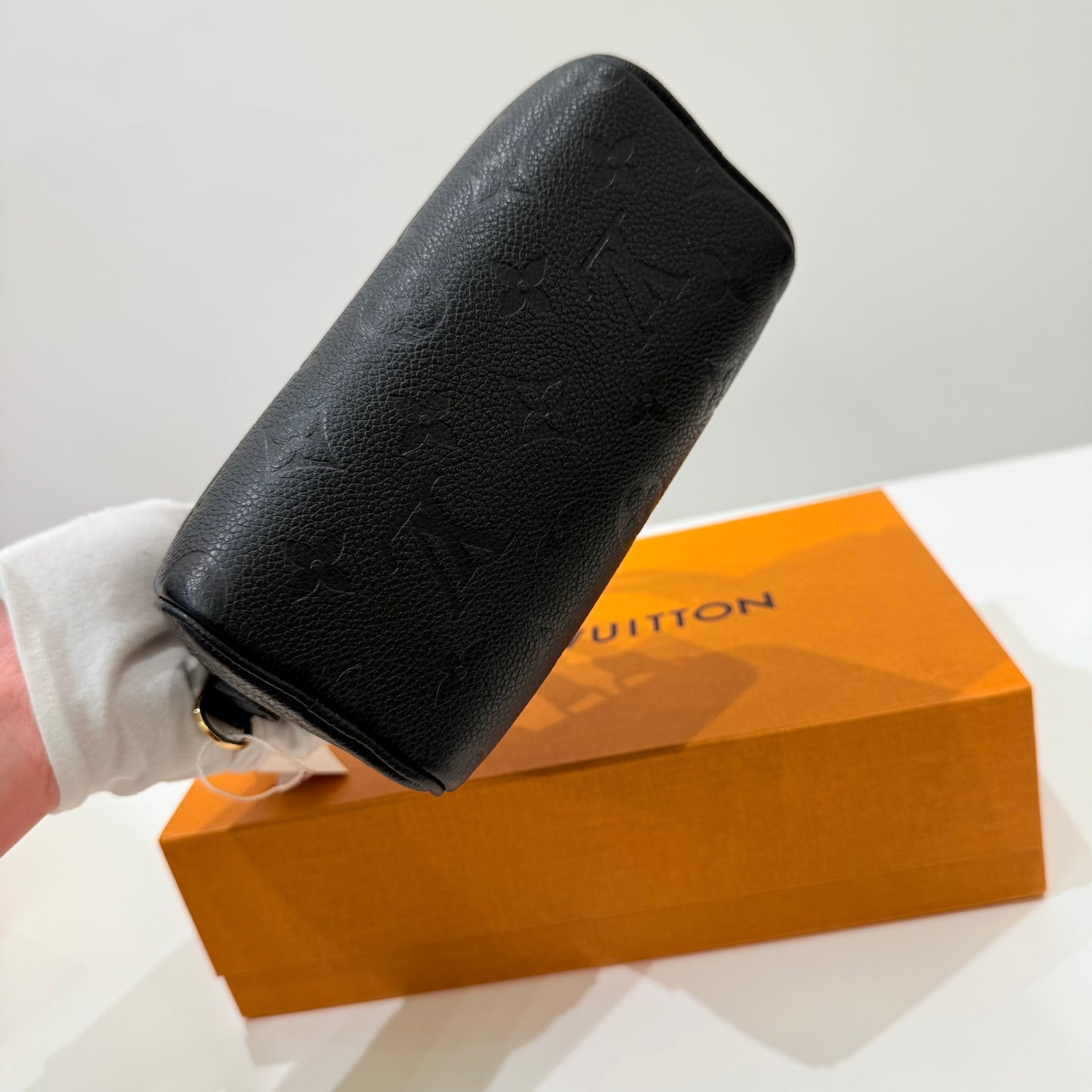 LV Black Leather Monogram Speedy Nano Full Set