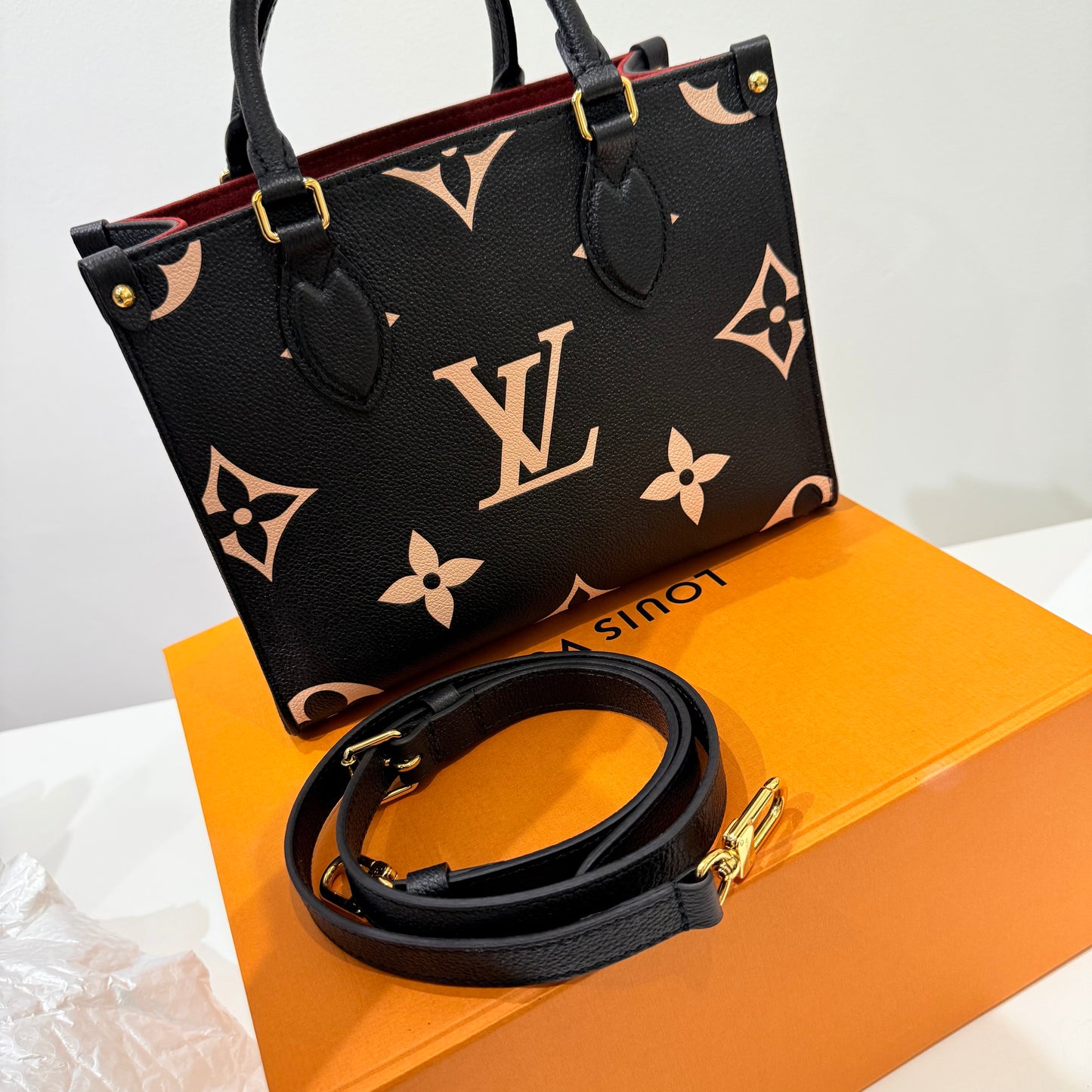 LV Black Calfskin Monogram Tote Bag Full Set