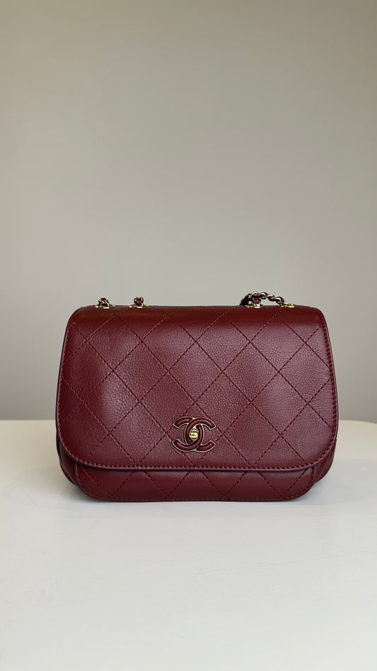 Chanel Red Calfskin Crossbody Bag Small Size