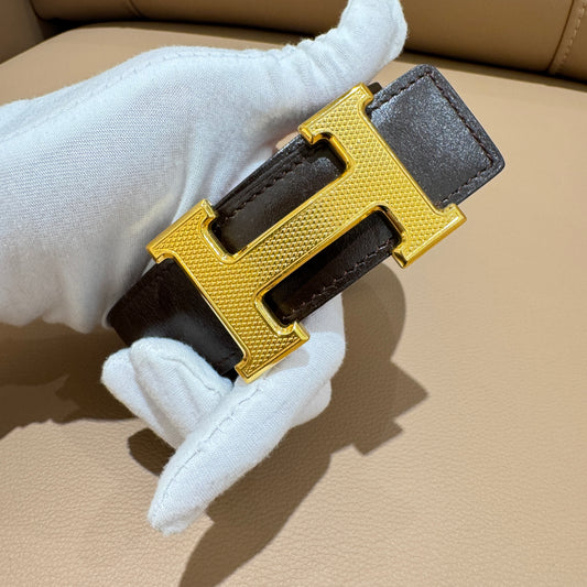 Hermes Dark Brown & Gold Belt