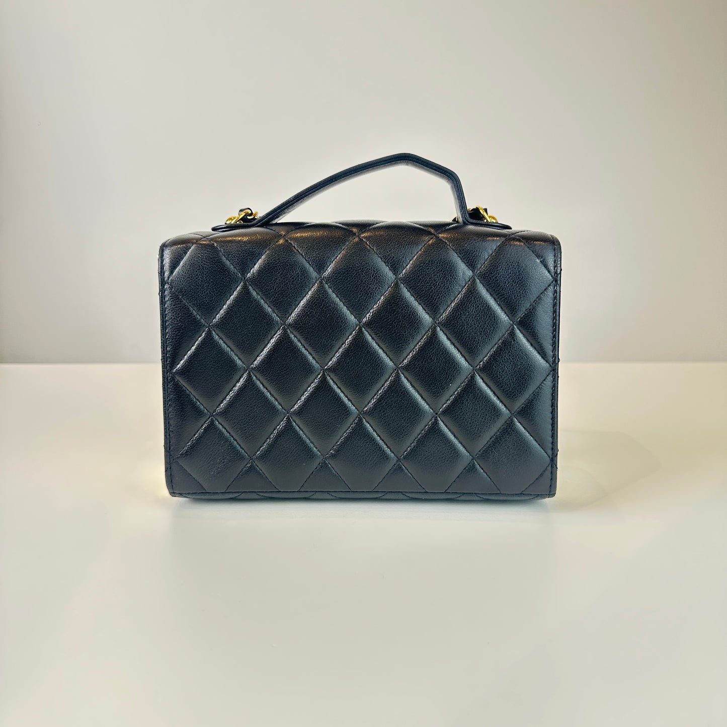 Chanel 21K Black Lambskin Gold CC Case
