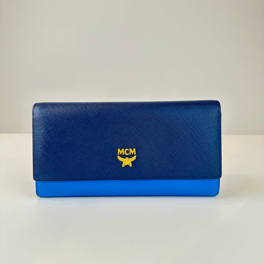 MCM Blue Cow Leather Long wallet