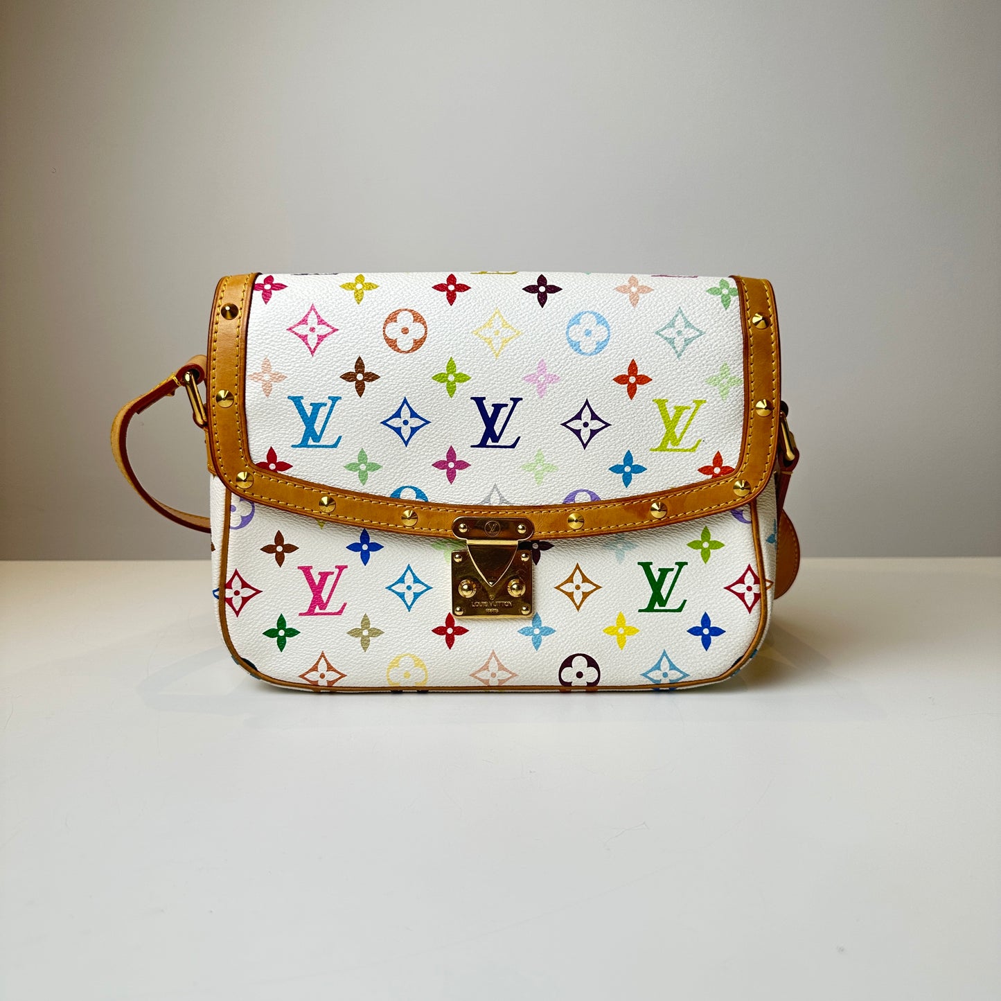 LV Monogram white multi color vintage messenger bag ( SOLD )