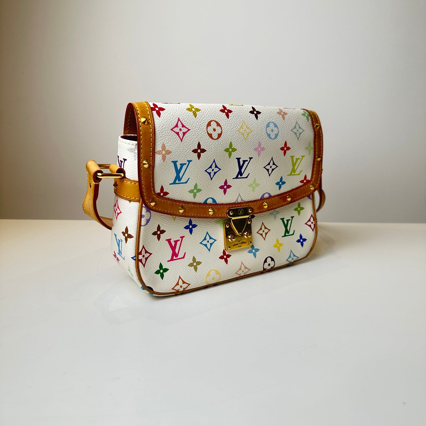 LV Monogram white multi color vintage messenger bag ( SOLD )