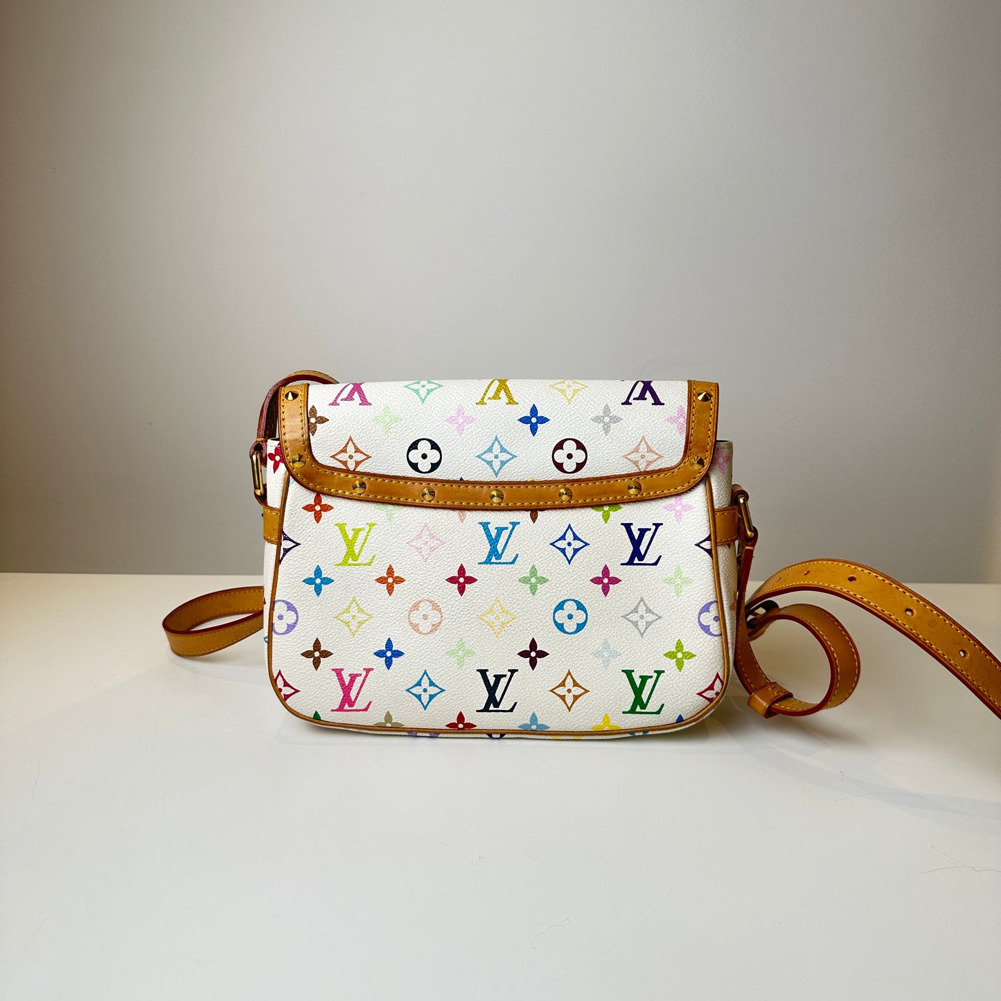 LV Monogram white multi color vintage messenger bag ( SOLD )
