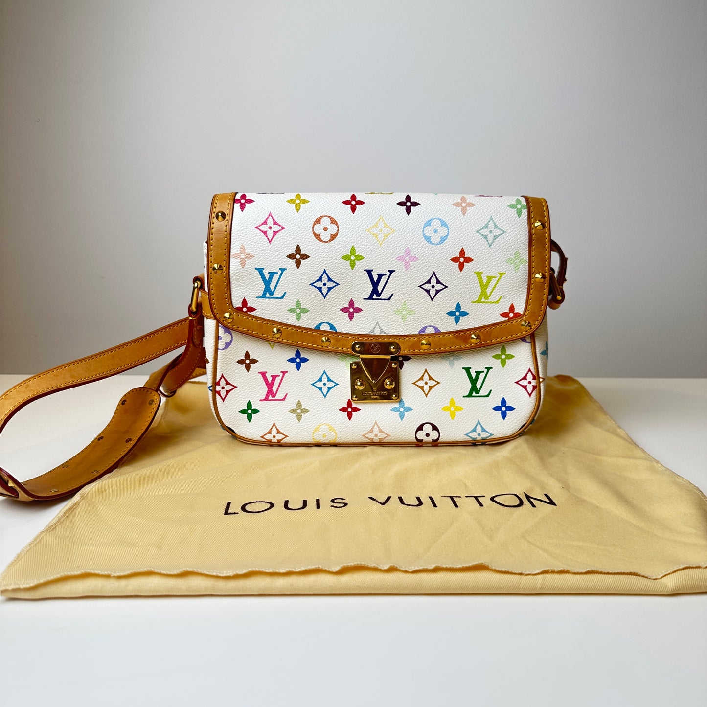 LV Monogram white multi color vintage messenger bag ( SOLD )