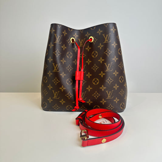 LV Monogram & red bucket